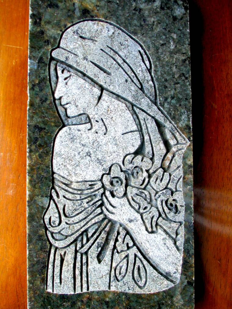 GIRL ETCHED & SHADED IN GRANITE