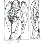 Granite Angel Sketch shown with outline of rough slab.