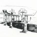 Ink Sketch of Hadrian's Villa - Italy
